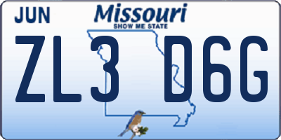 MO license plate ZL3D6G