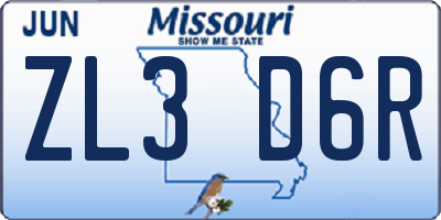 MO license plate ZL3D6R