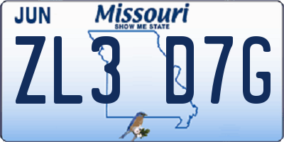 MO license plate ZL3D7G