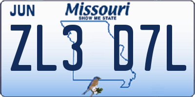 MO license plate ZL3D7L