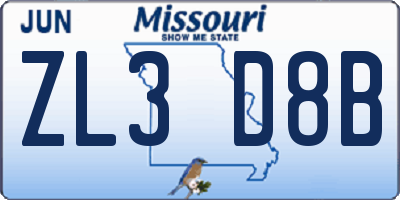 MO license plate ZL3D8B