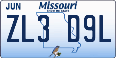 MO license plate ZL3D9L