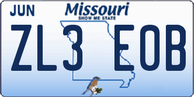MO license plate ZL3E0B