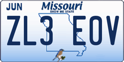 MO license plate ZL3E0V