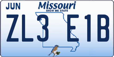 MO license plate ZL3E1B