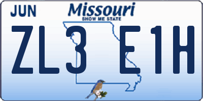 MO license plate ZL3E1H