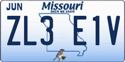 MO license plate ZL3E1V