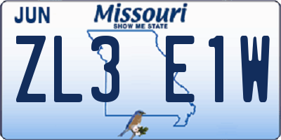 MO license plate ZL3E1W