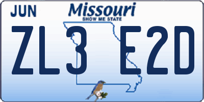 MO license plate ZL3E2D