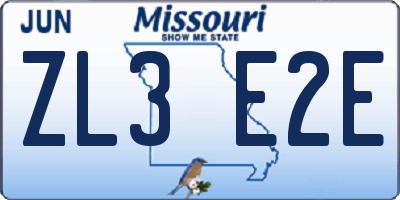 MO license plate ZL3E2E