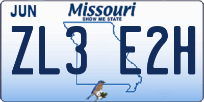 MO license plate ZL3E2H