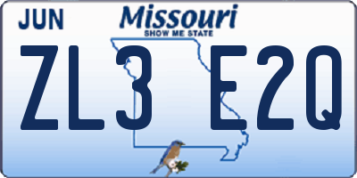 MO license plate ZL3E2Q