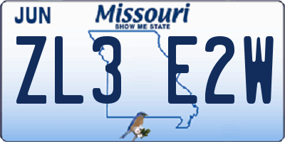 MO license plate ZL3E2W