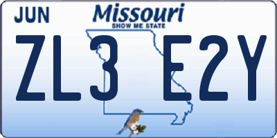 MO license plate ZL3E2Y