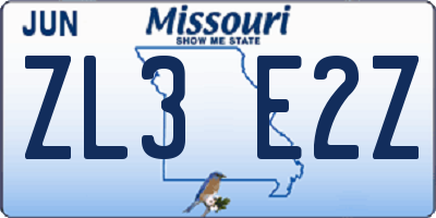 MO license plate ZL3E2Z