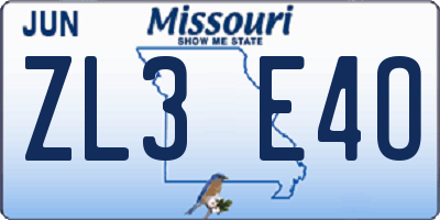 MO license plate ZL3E4O