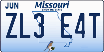 MO license plate ZL3E4T