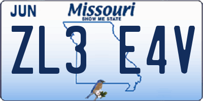 MO license plate ZL3E4V