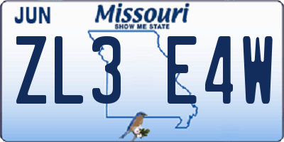 MO license plate ZL3E4W