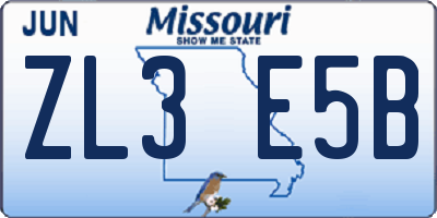 MO license plate ZL3E5B