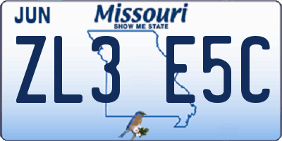 MO license plate ZL3E5C