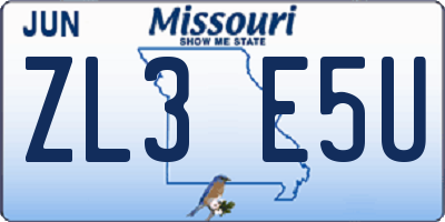 MO license plate ZL3E5U