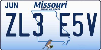 MO license plate ZL3E5V
