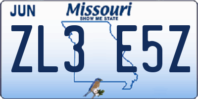 MO license plate ZL3E5Z