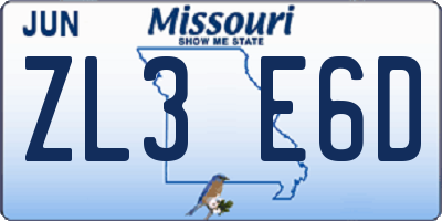 MO license plate ZL3E6D