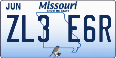 MO license plate ZL3E6R