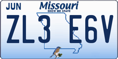 MO license plate ZL3E6V