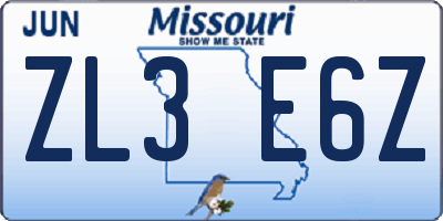 MO license plate ZL3E6Z