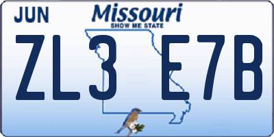 MO license plate ZL3E7B