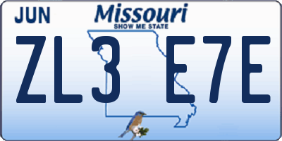 MO license plate ZL3E7E