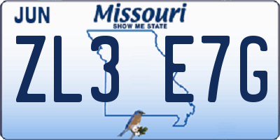 MO license plate ZL3E7G