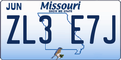 MO license plate ZL3E7J