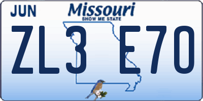 MO license plate ZL3E7O