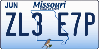 MO license plate ZL3E7P