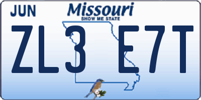 MO license plate ZL3E7T