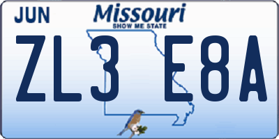MO license plate ZL3E8A
