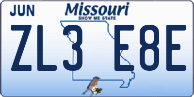MO license plate ZL3E8E
