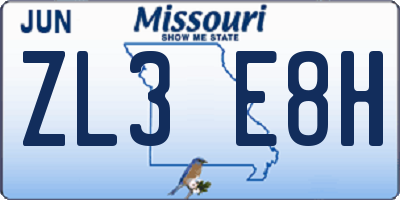MO license plate ZL3E8H