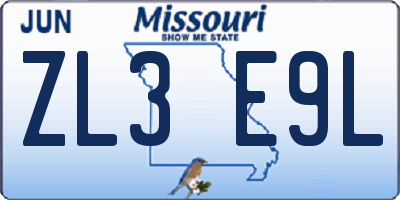 MO license plate ZL3E9L