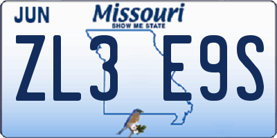 MO license plate ZL3E9S