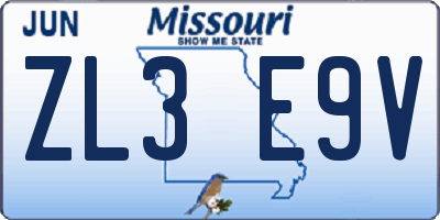 MO license plate ZL3E9V