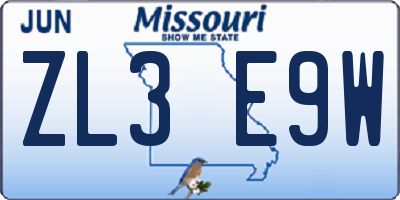 MO license plate ZL3E9W