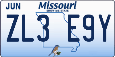 MO license plate ZL3E9Y