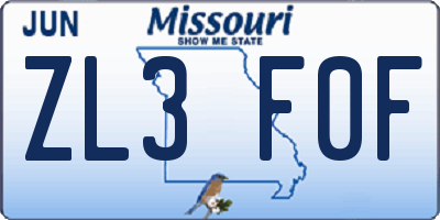 MO license plate ZL3F0F