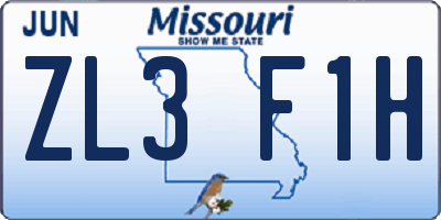 MO license plate ZL3F1H