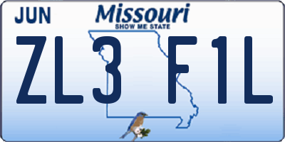 MO license plate ZL3F1L